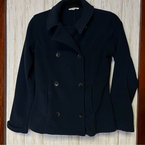 Lands’ End Kids Navy Blue Fleece Pea Coat Girls size XL (16)